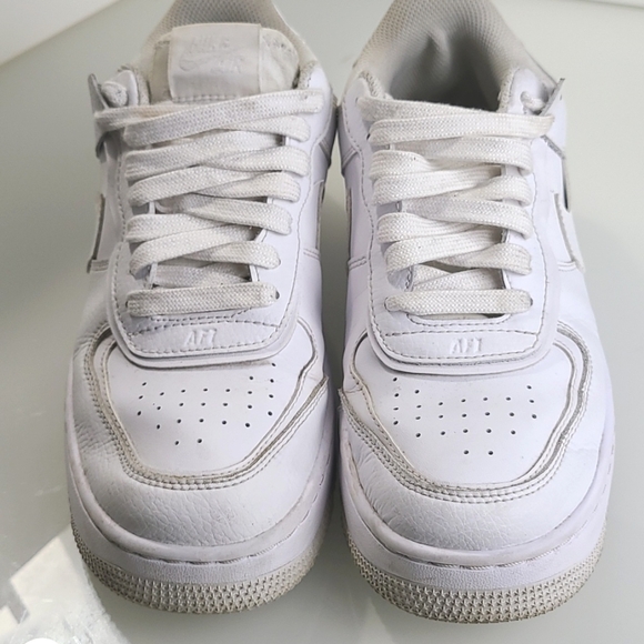 Ladies 8.5 Nike AF1 Shadow Triple White Platform Sneaker Shoe Air Force One UK 6 - Picture 4 of 5